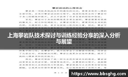 上海攀岩队技术探讨与训练经验分享的深入分析与展望