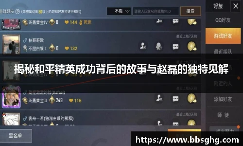 揭秘和平精英成功背后的故事与赵磊的独特见解